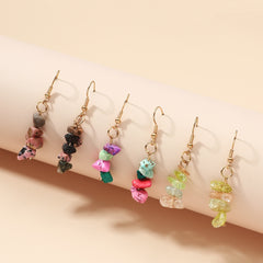 3 Pairs Natural Stone Charm Earrings Set