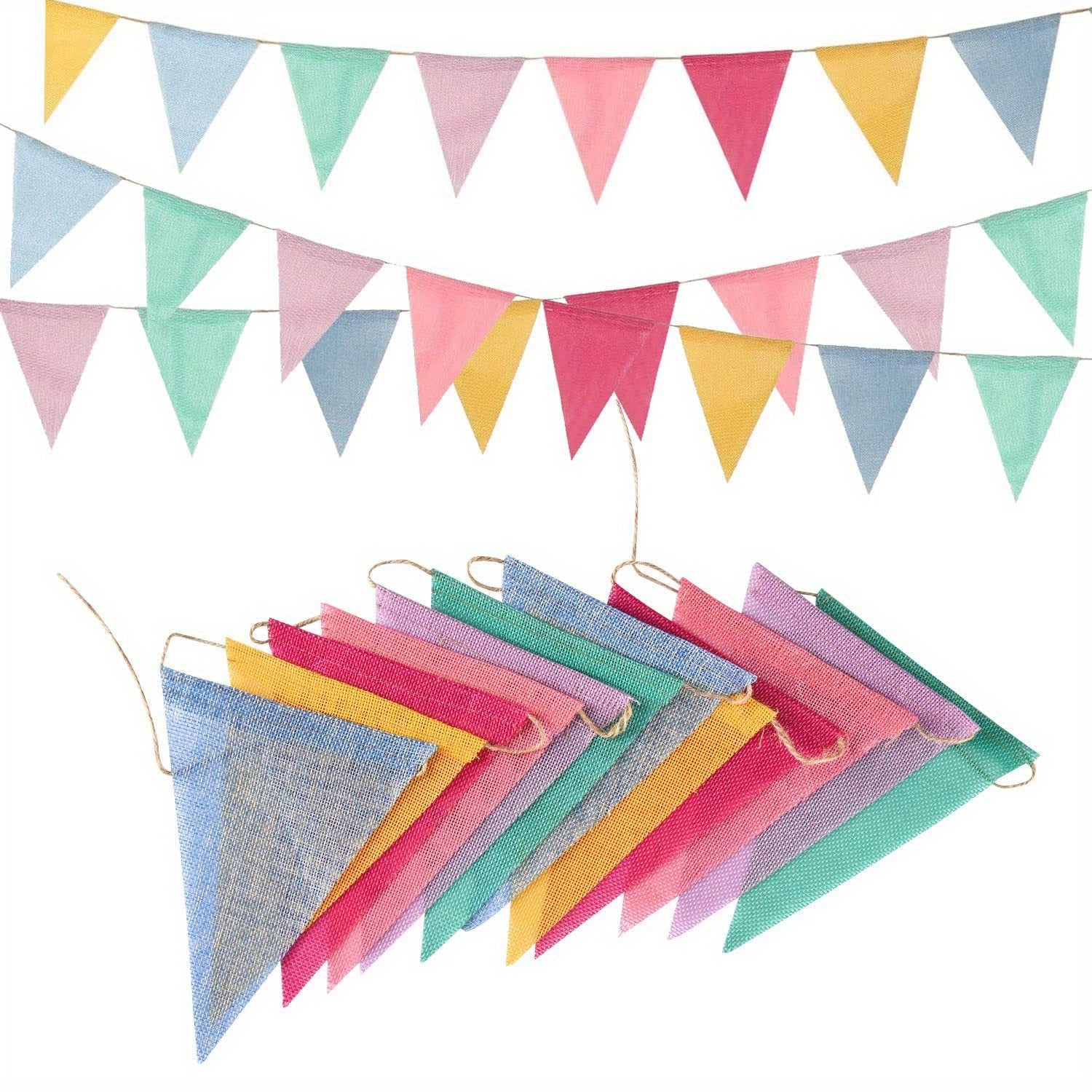 4pcs Pastel Rainbow Pennant Banner Flags for Birthday Spring Easter Classroom