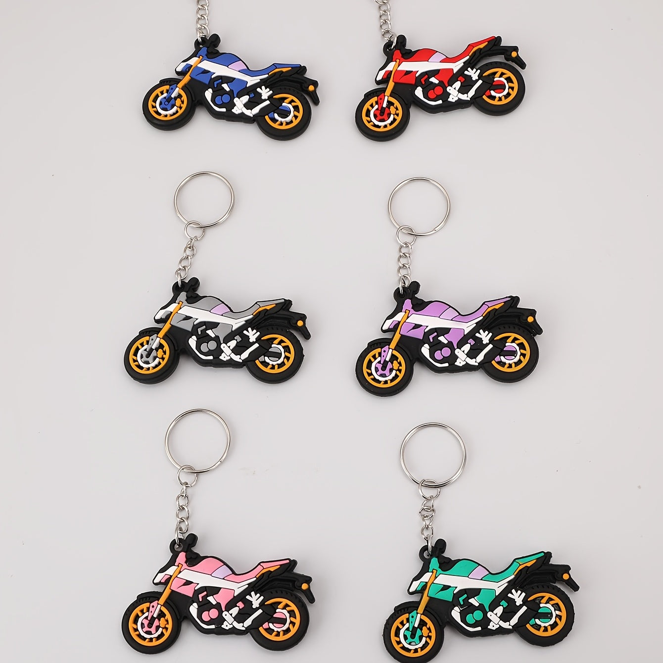 6pcs Anime Motorcycle Keychain Cartoon Bag Key Chain Keyring Ornament