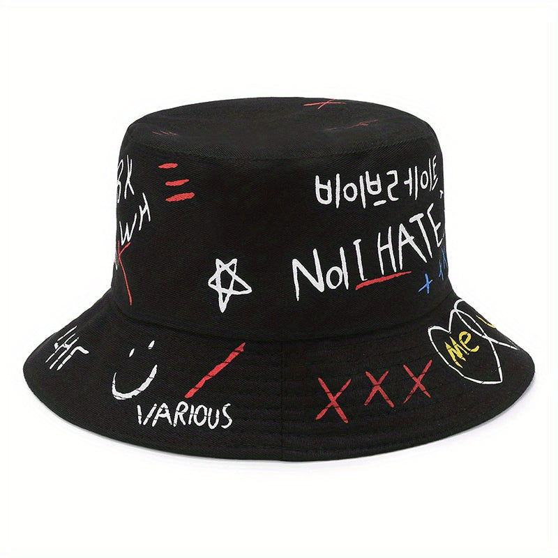 Graffiti Print Bucket Hat for Couples