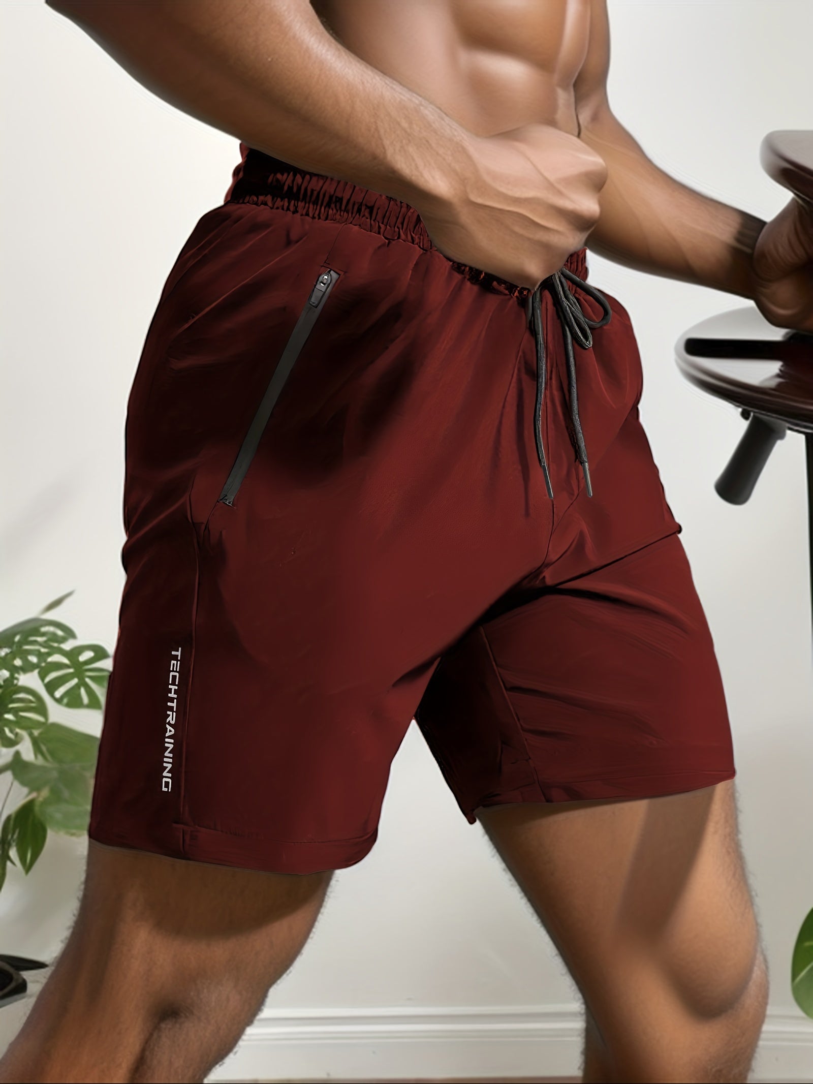 Quick Dry Comfy Men's Casual Zip Pockets Stretch Waist Drawstring Shorts