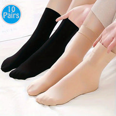 15 Pairs Women's Mid Tube Crew Socks Solid Color Comfortable Stocking