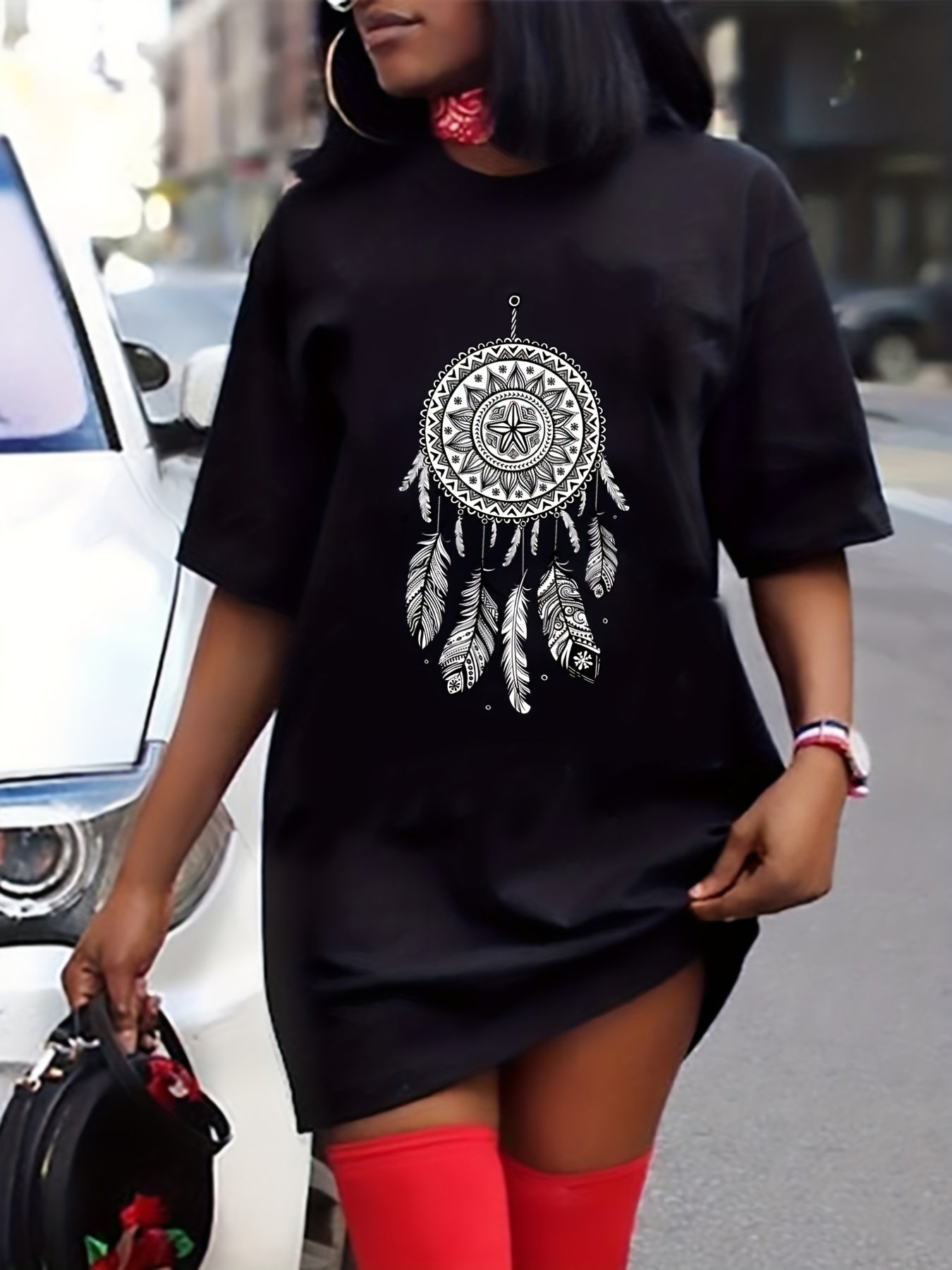  Dream Catcher Print Tee Dress