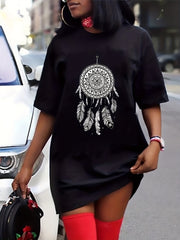  Dream Catcher Print Tee Dress