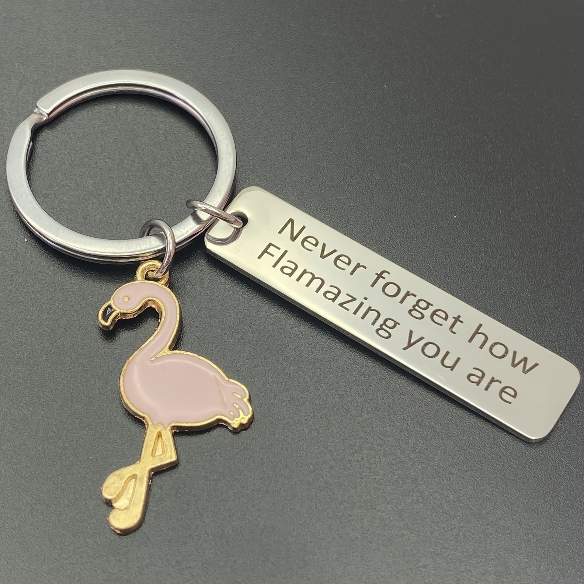 Flamazing You Are Motivational Flamingo Stainless Steel Keychain