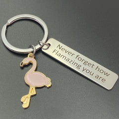 Flamazing You Are Motivational Flamingo Stainless Steel Keychain