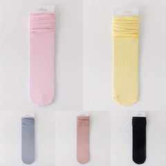 5 Pairs Solid Socks Comfy & Breathable Women's Stockings