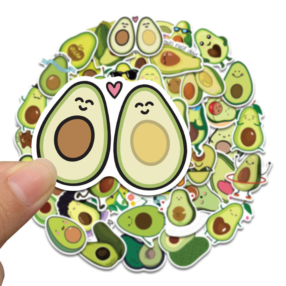 50pcs Cartoon Avocado Waterproof Stickers for Phone Notebook Decoration