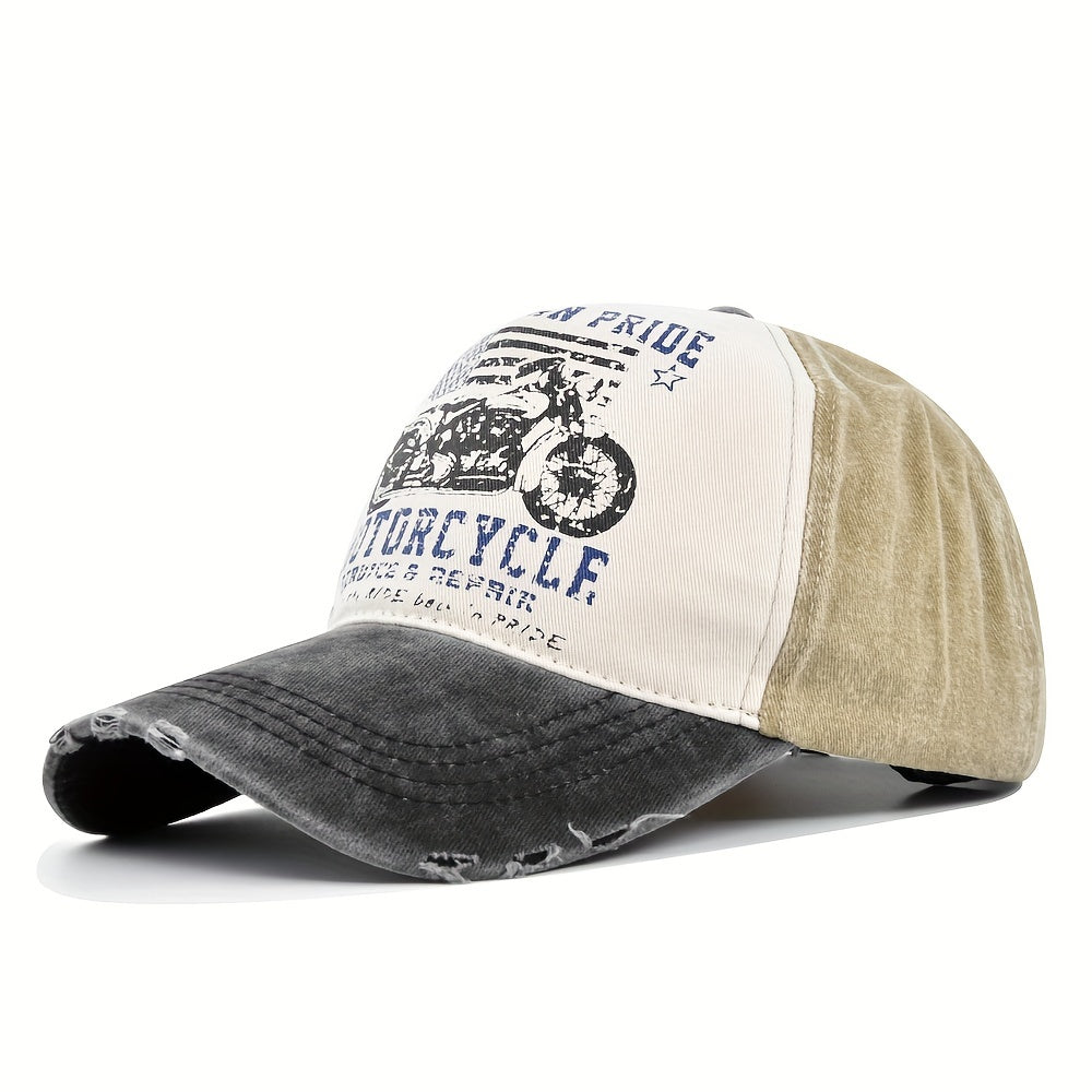 American Pride Motorcycle Washed Denim Cap