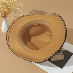 Vintage Western Cowboy Hat Classic Fedora Cap Unisex Warm Felt Sun Hat