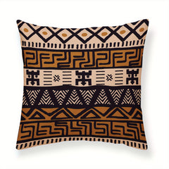 Bohemian Ethnic Short Plush Velvet Pillow Covers Brown Beige Decor