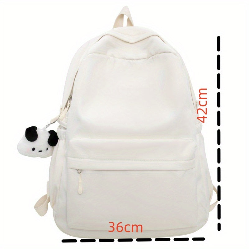 Solid Nylon Backpack for High School Students - Casual Travel Bag