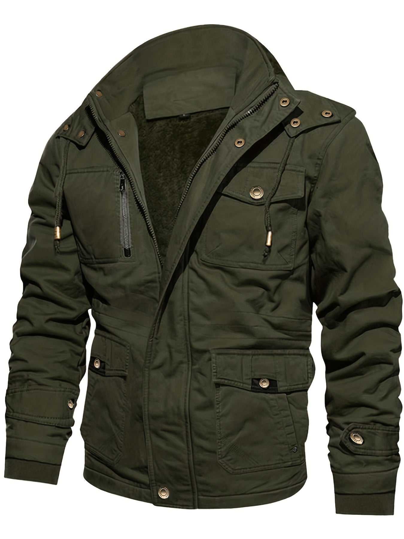 Men's Winter Cargo Jackets Thicken Outwear Fleece Lined Military Warm Coat