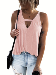 Women's Solid V Neck Tank Top