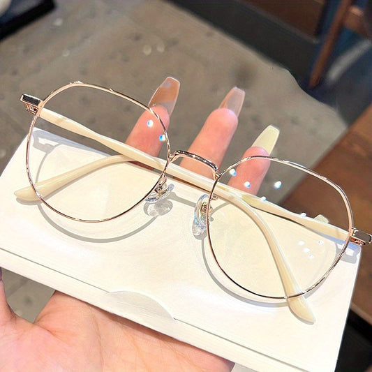 Macaroon Metal Oval Anti Light Glasses for Women Men