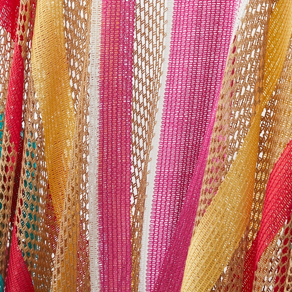 Rainbow Striped Hollowed Out Sunscreen Cardigan Cape