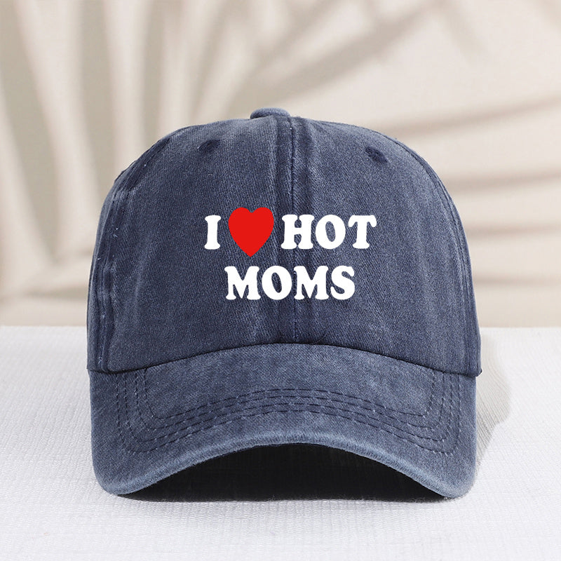Girl's Mesh Printed I Love My Hot Moms Distressed Baseball Cap For Kids