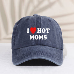Girl's Mesh Printed I Love My Hot Moms Distressed Baseball Cap For Kids