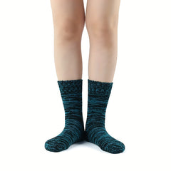 2 Pairs Stripe Print Socks Warm Mid Tube Women's Stockings