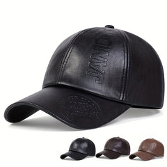 PU Leather Embossed Baseball Cap Unisex Waterproof Casual Sun Hat