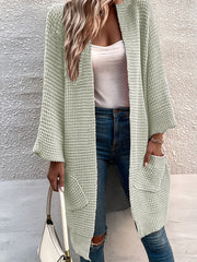  Cable Batwing Sleeve Open Front Cardigan with Pockets