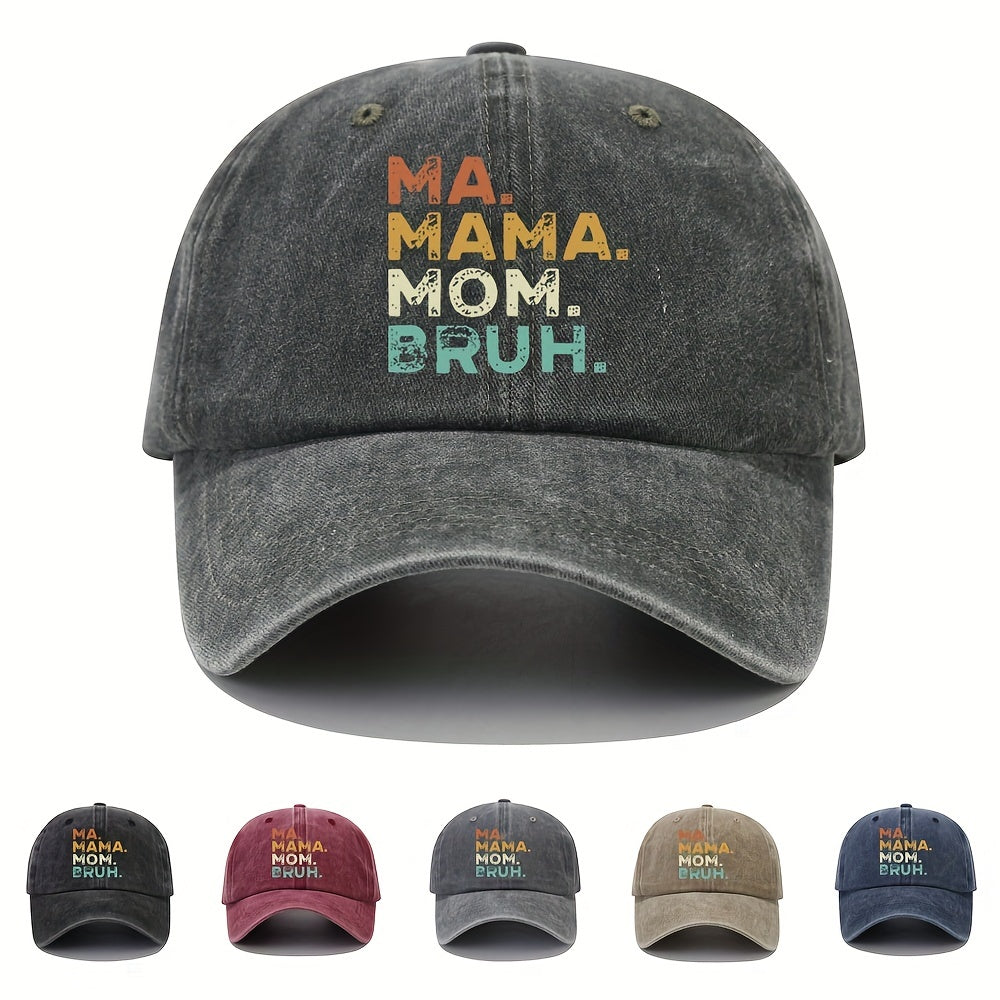 MAMA MOM Print Baseball Cap Vintage Washed Distressed Adjustable Dad Hat