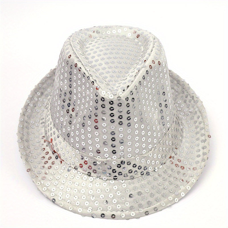 Mens Wide Brim Fedora Hat Sequins