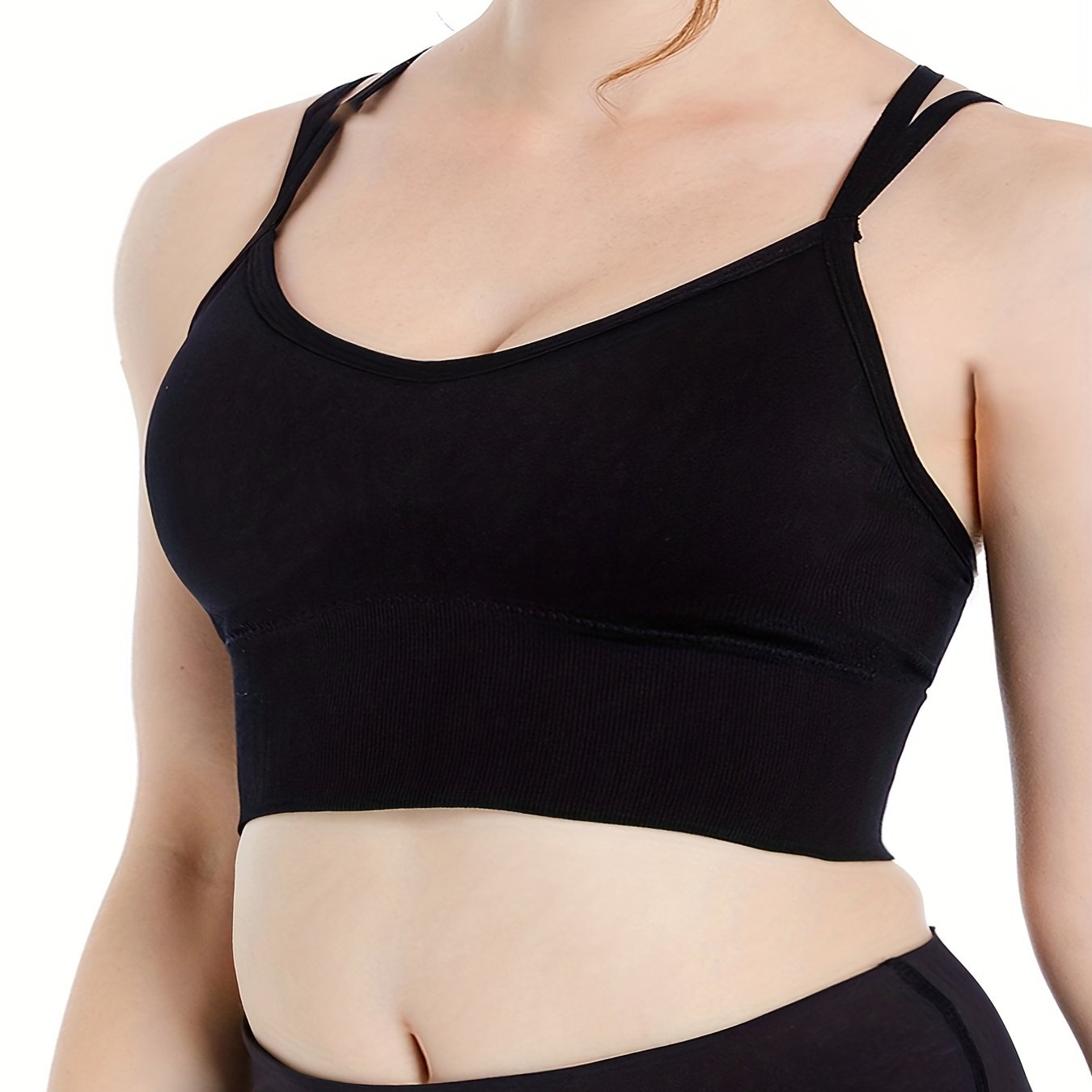  Sports Bra Solid Round Neck High Stretch Bra