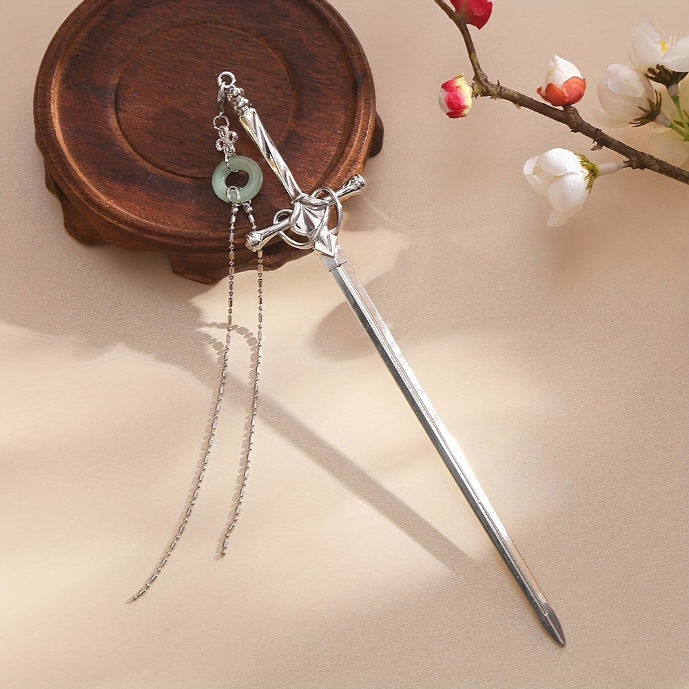 Ancient Style Sword Hairpin Bun Hairpin With Tassels Head Ornament