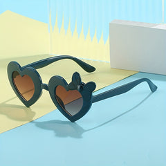 Girls Heart Shape Frame Bowknot Sunglasses for Party
