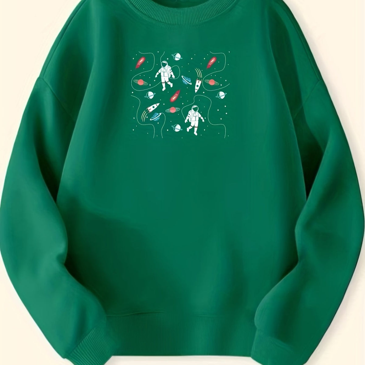 Girls Futuristic Astronauts Sweatshirt Crew Neck Top