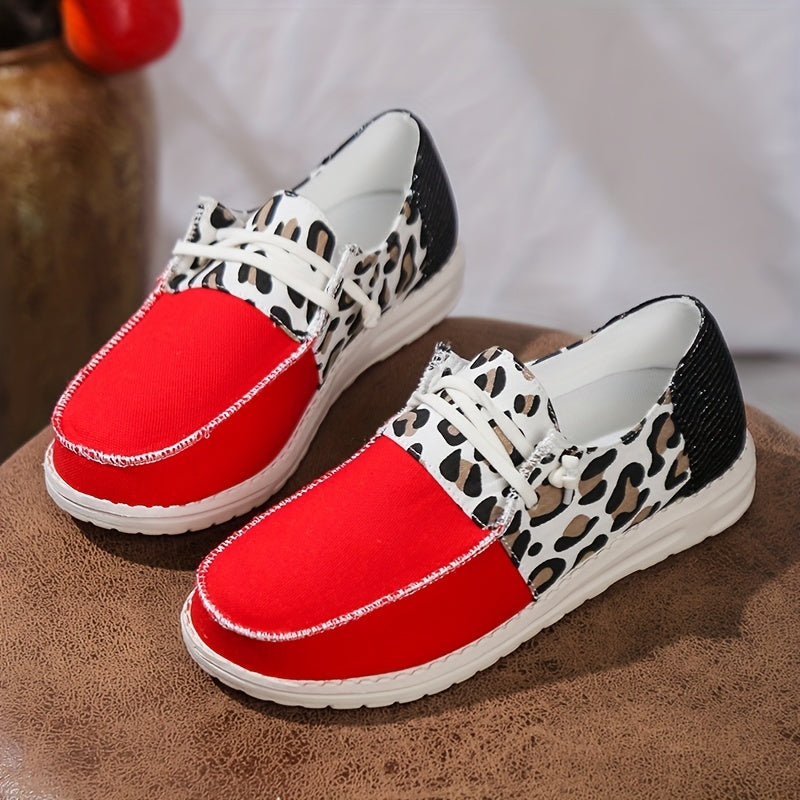 Leopard Printed Flat Loafers Canvas Shoes Casual Sneakers