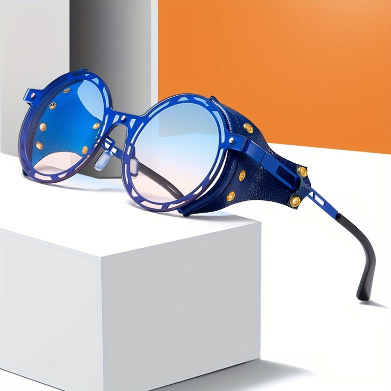 Round Ombre Lens Sunglasses Steampunk Metal Frame UV400