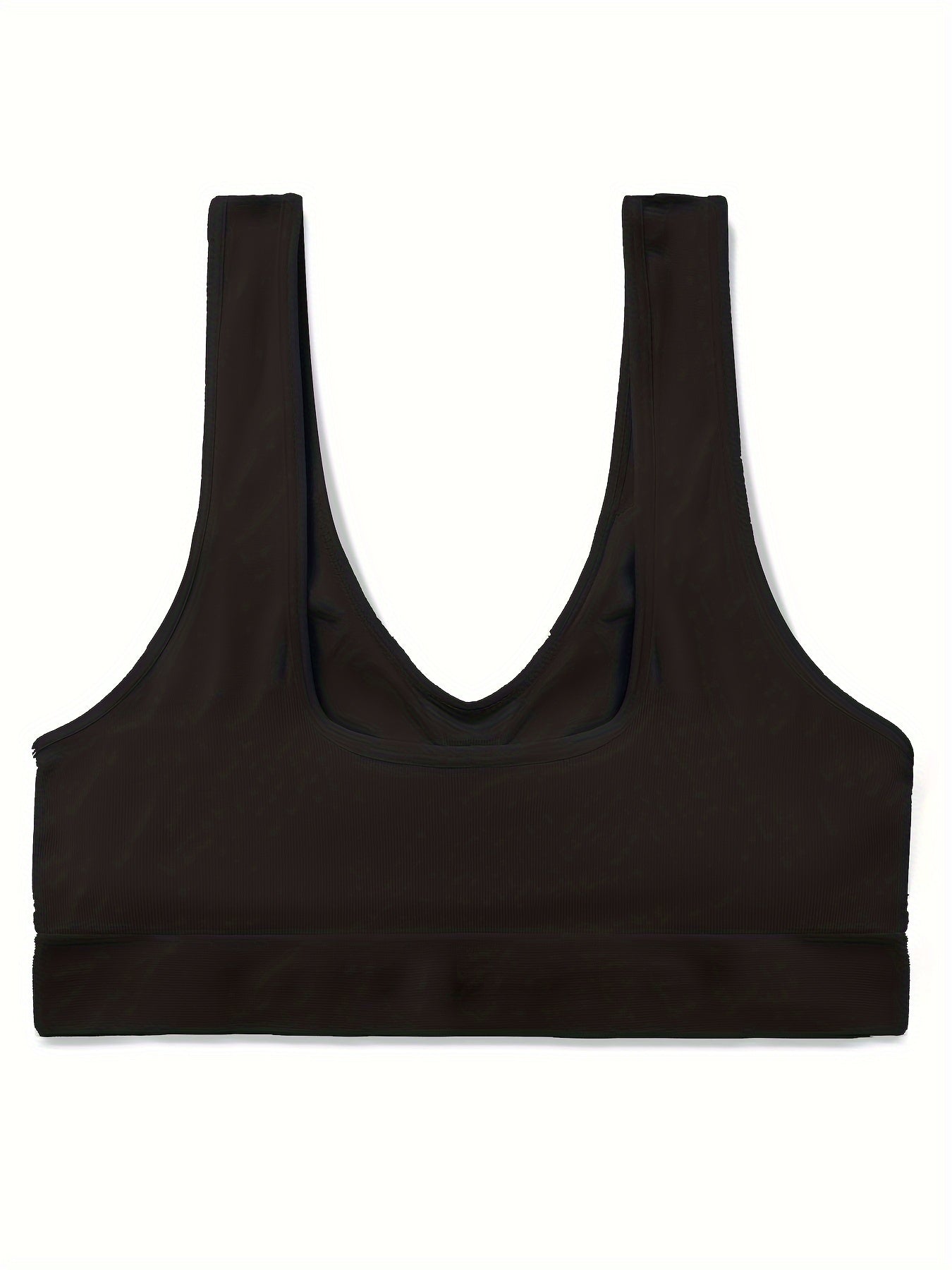 Solid Sports Bra Round Neck Yoga Running Crop Tank Top Women's Activewear