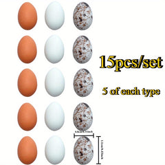 15pcs Faux Quail Eggs Beads Set Resin Artificial Eggs DIY Crafts Home Deco