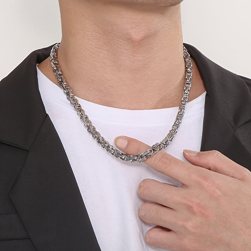 304 Stainless Steel Mens Byzantine Chain Plated Jewelry Set