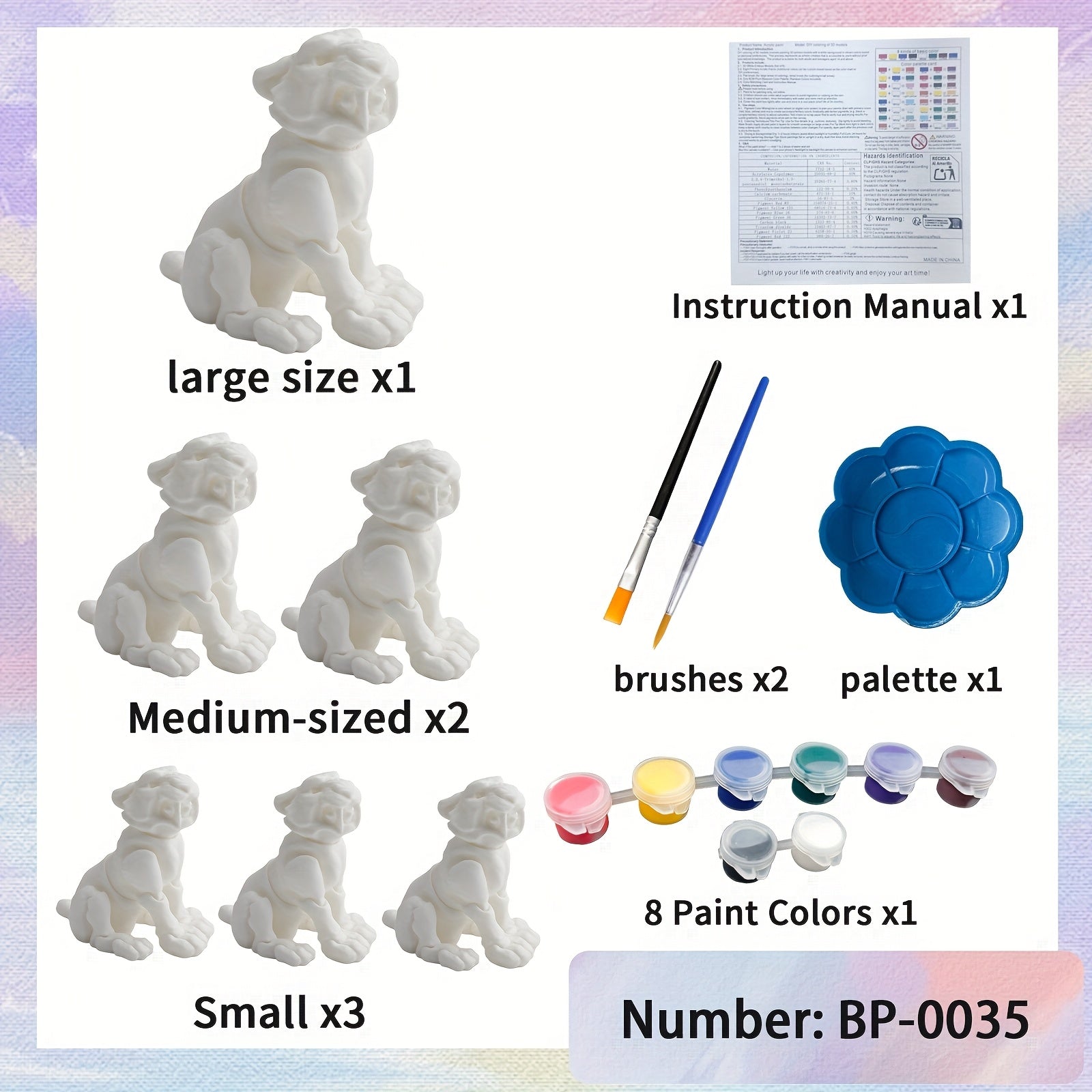 6pcs 3D DIY Hand-Painted Mold Set for Stress-Relieving Coloring