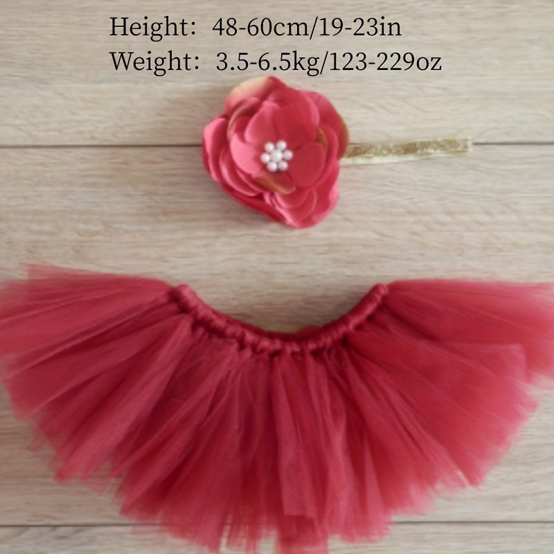 2pcs Baby Girl Tutu Skirt Photo Props Newborn Clothes Photography Accessories
