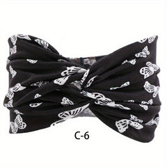 Boho Print Wide Headband Stretchy Sweatband for Women