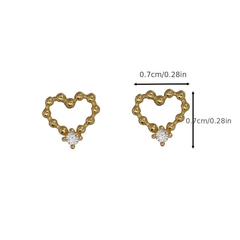Delicate Hollow Heart Shape Stud Earrings 14K Plated