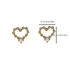 Delicate Hollow Heart Shape Stud Earrings 14K Plated