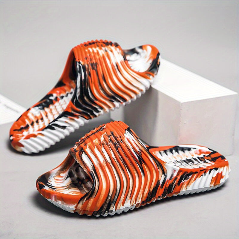 Men's Colorblock Non Slip Slides Lightweight Open Toe Quick Dry Slippers