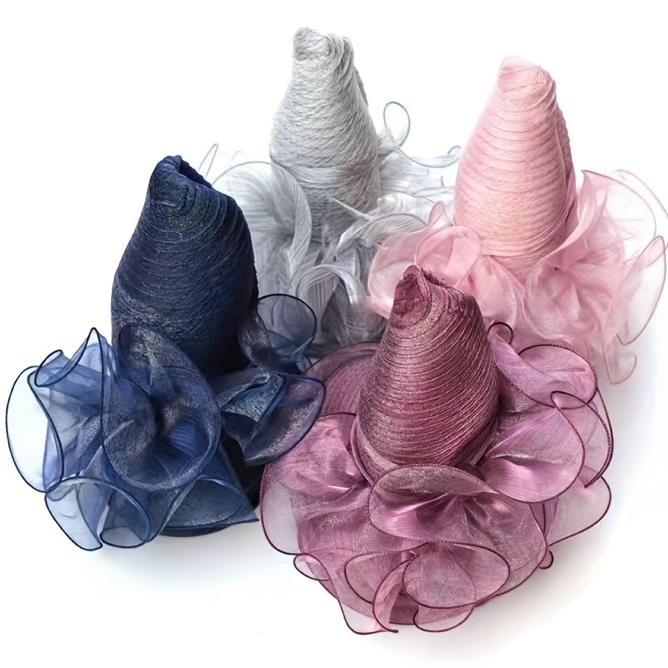Sunscreen Organza Bucket Hat Flower Decor Lace Derby Hat