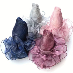 Sunscreen Organza Bucket Hat Flower Decor Lace Derby Hat