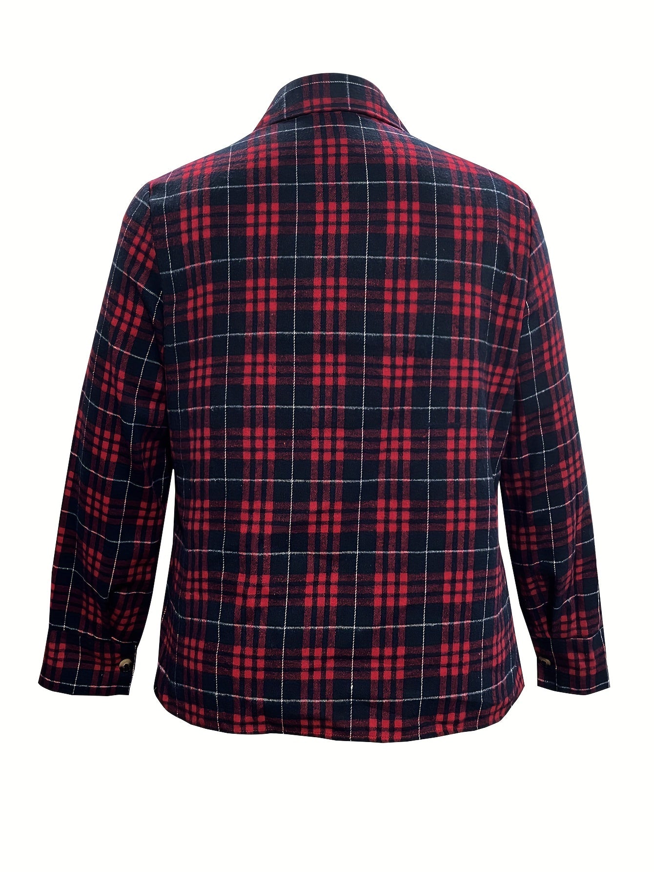  Casual Plaid Print Button Up Long Sleeve Shirt Top