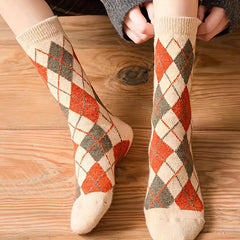 5 Pairs Argyle Crew Socks for Women