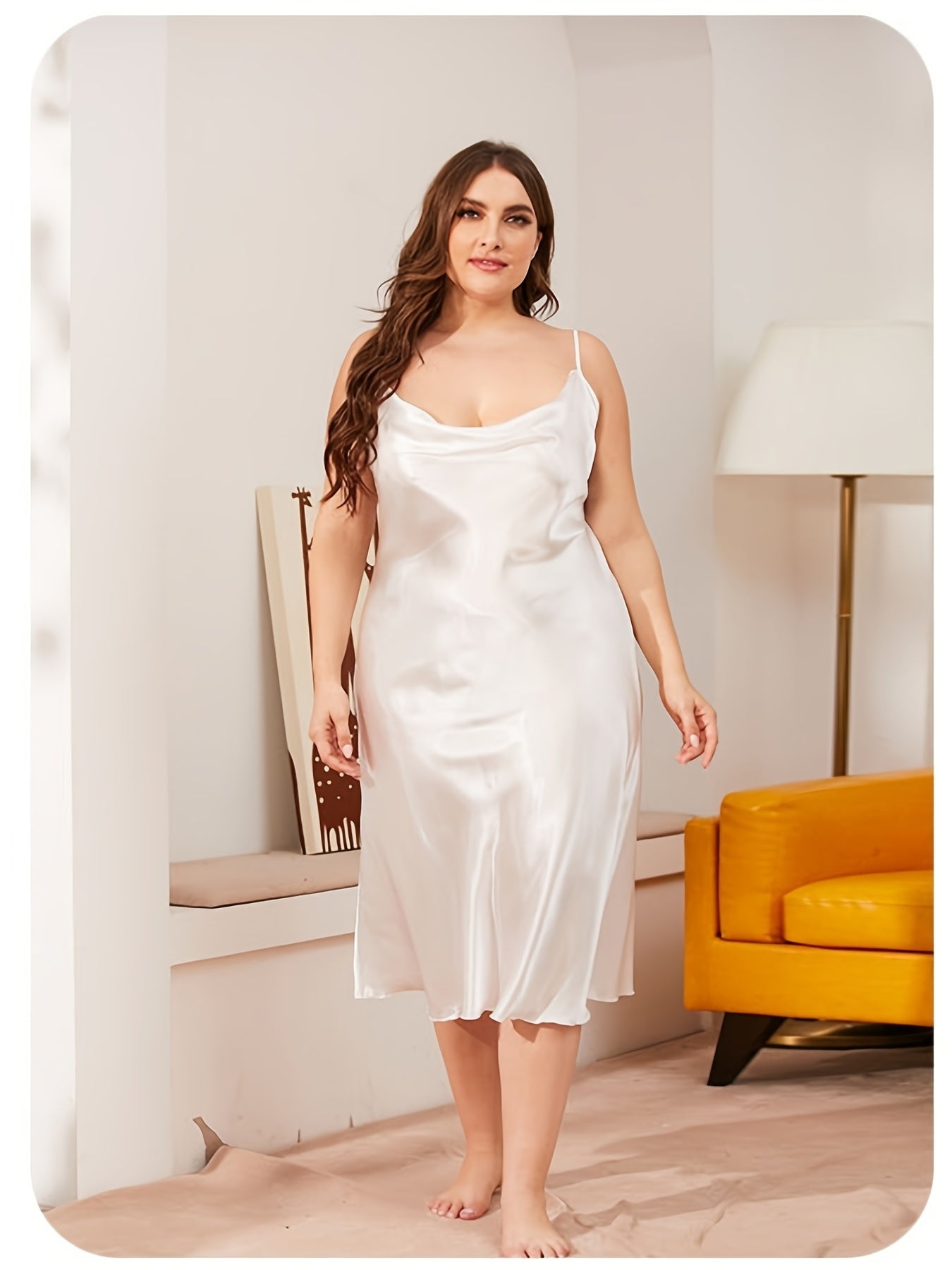  Satin Loose Fit Pajama Dress Comfort Casual Sleepwear