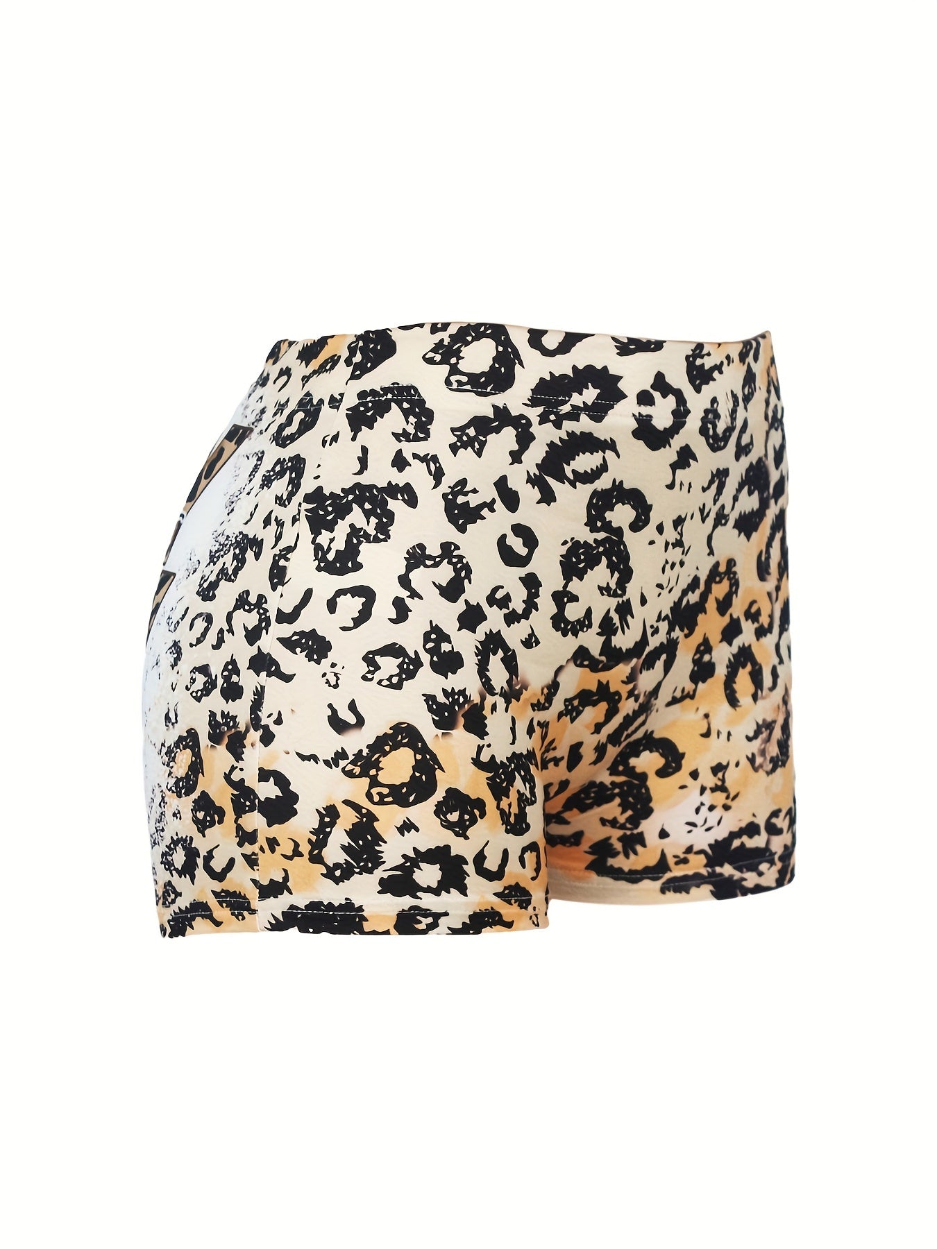  Western Style Leopard Print High Rise Stretch Shorts