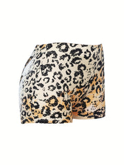  Western Style Leopard Print High Rise Stretch Shorts