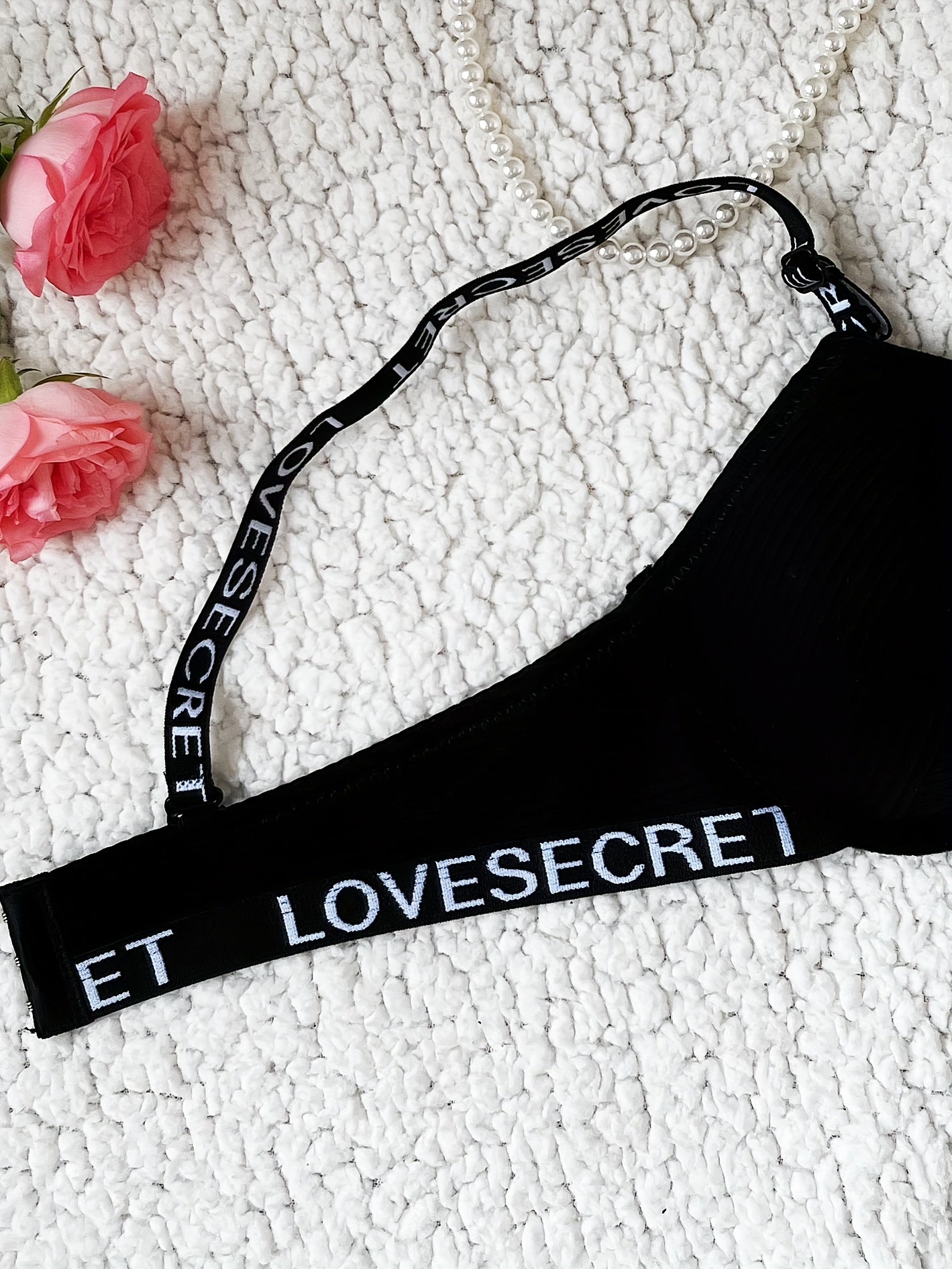 Letter Print Push Up Bra Breathable Adjustable Women's Lingerie